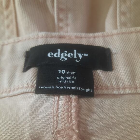 Edgely Womens Pink Mid Rise Boyfriend Straight Cargo Jeans Size 10 Short NWT - Picture 4 of 8